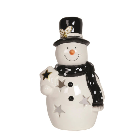 Black & White Snowman Tealight Holder