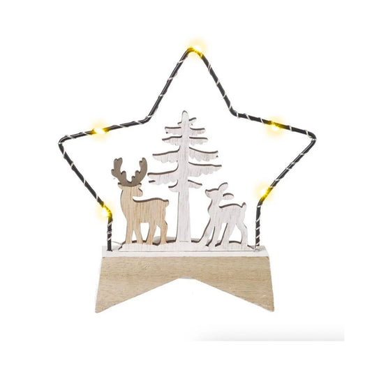 Reindeer Scene LED Star (Small)