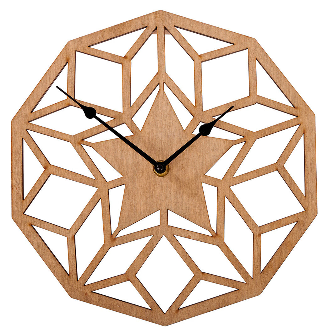 Geometric Star Wooden Clock