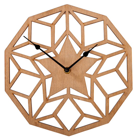 Geometric Star Wooden Clock