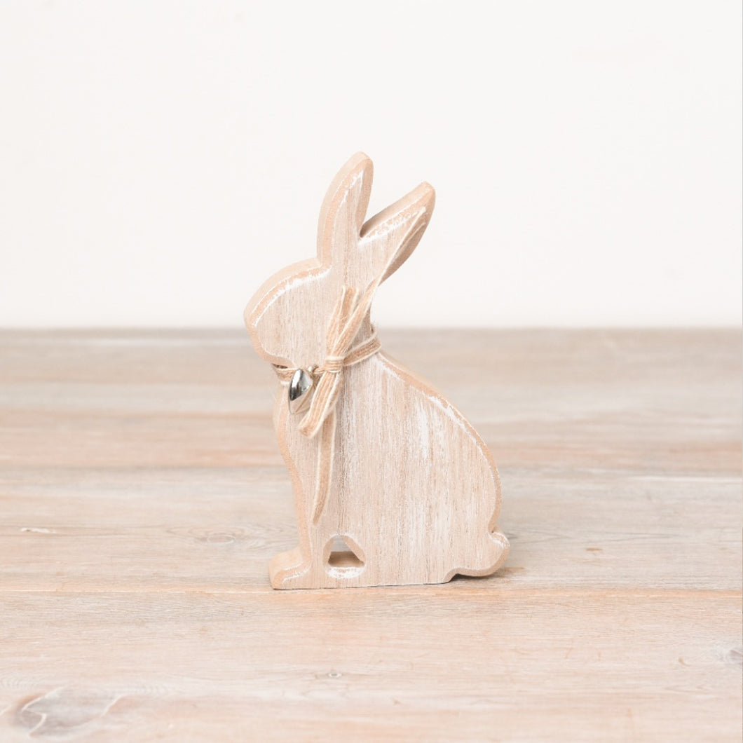 Wooden Bunny with Heart Charm 15cm
