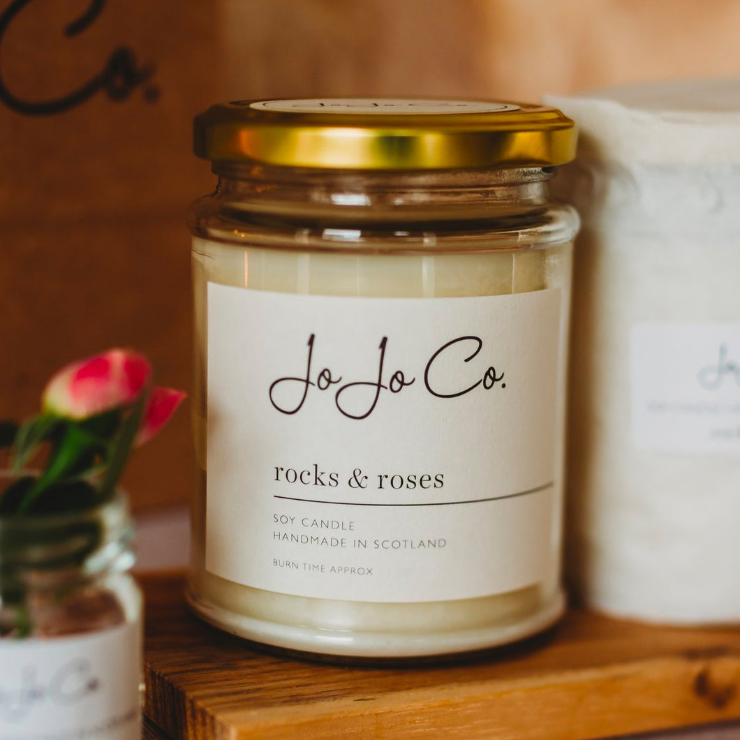 JoJo Co. Rocks & Roses Luxury Candle