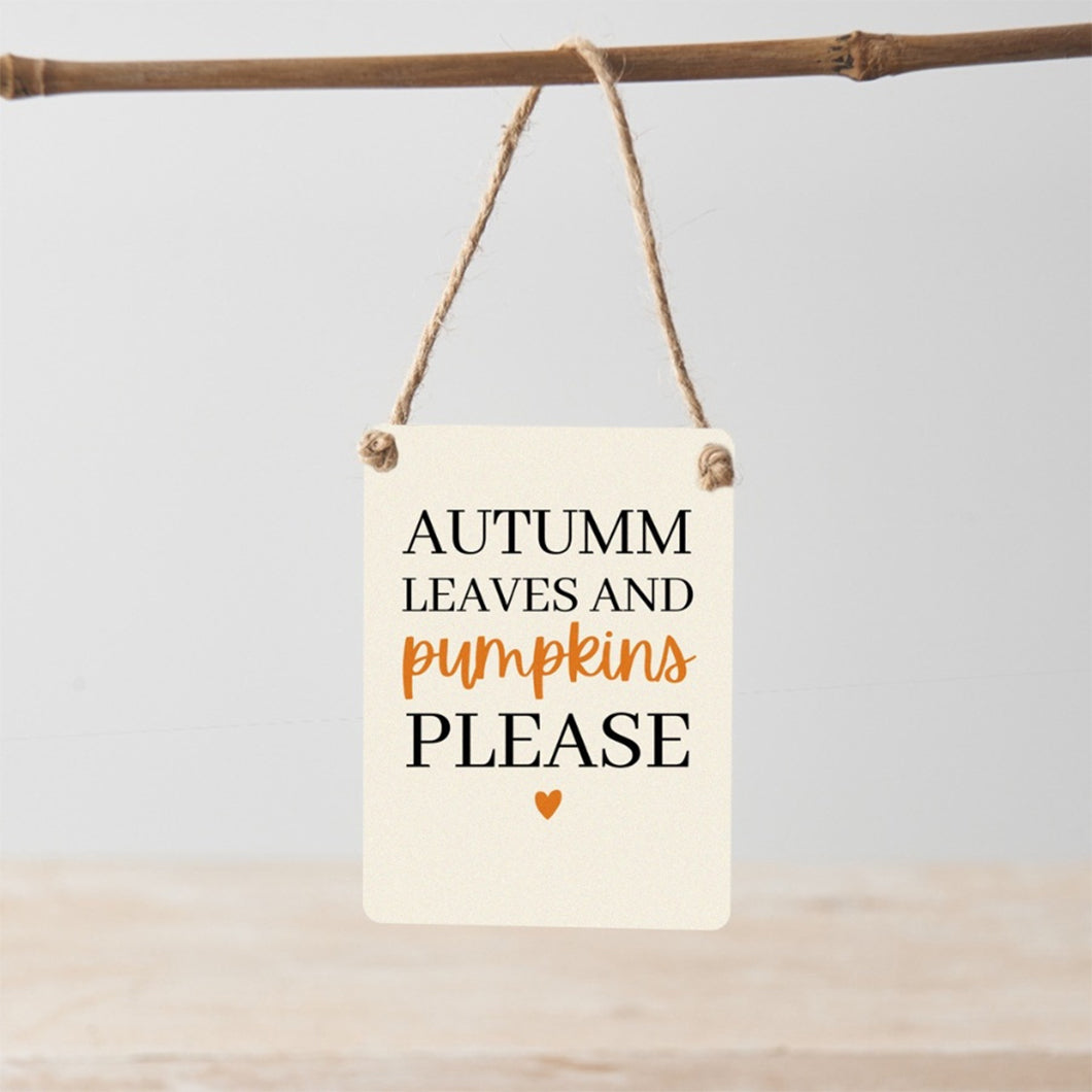 Autumn Leaves Mini Metal Sign