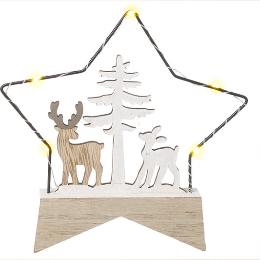 Reindeer Scene LED Star