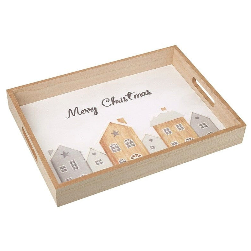 Wooden Merry Christmas Serving Tray