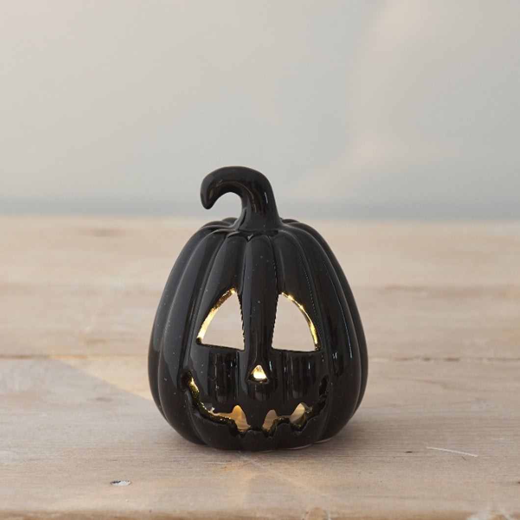 Black Carved Pumpkin Lantern