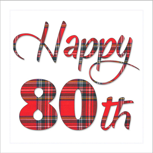 Happy 80th Red Tartan Card