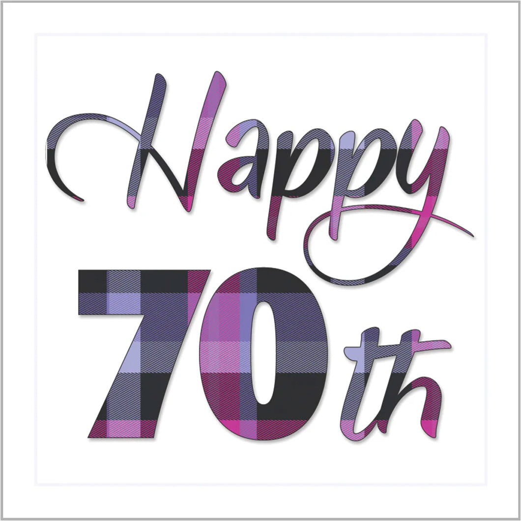 Happy 70th Birthday Heather Tartan Card