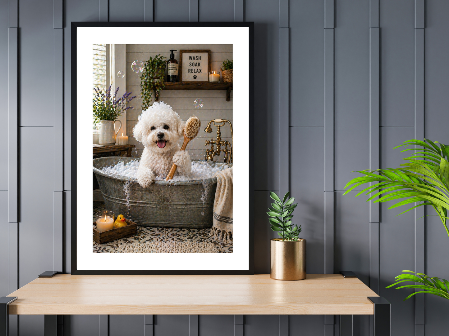 Bichon Frise Dog In Bath