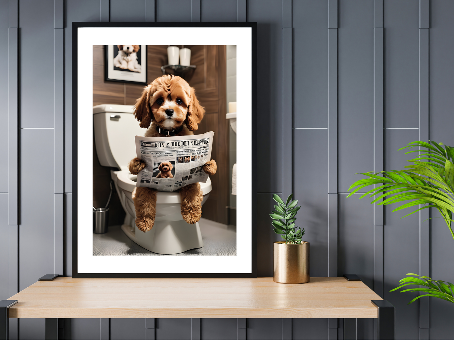 Cavapoo on Toilet