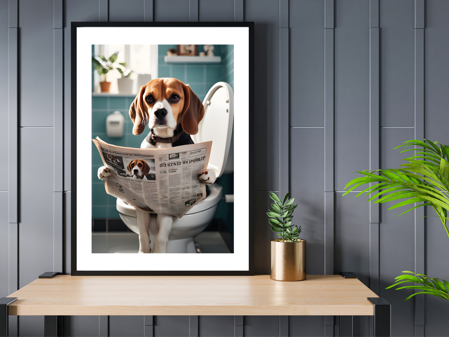 Beagle on Toilet