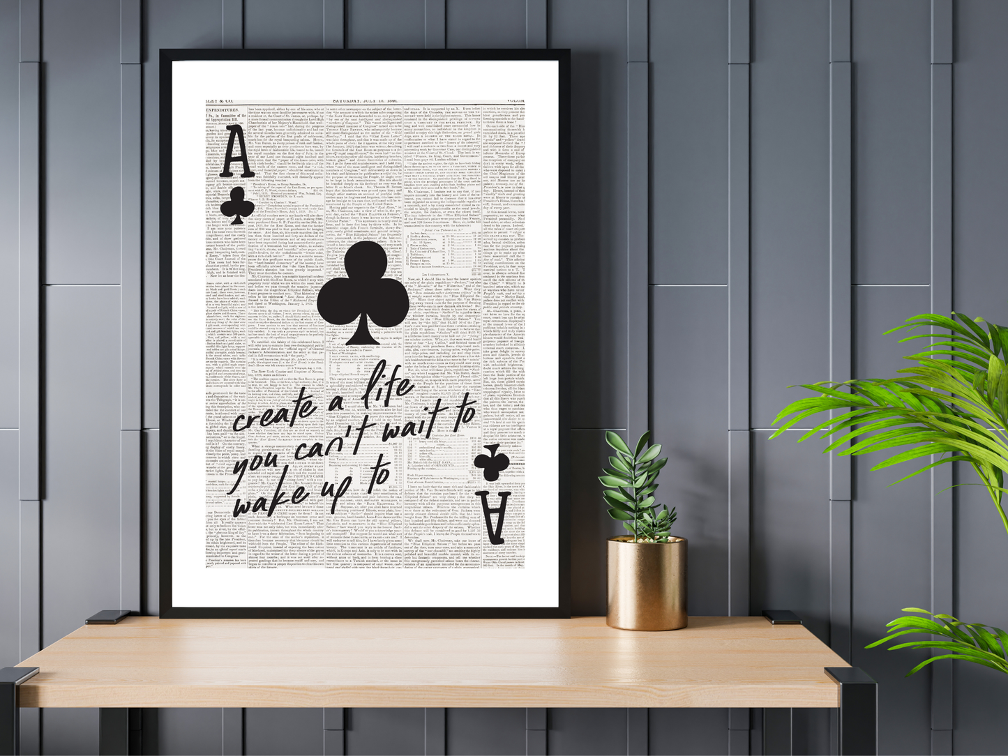 Create A Life Newspaper Poster Print | Funny Motivational Wall Art