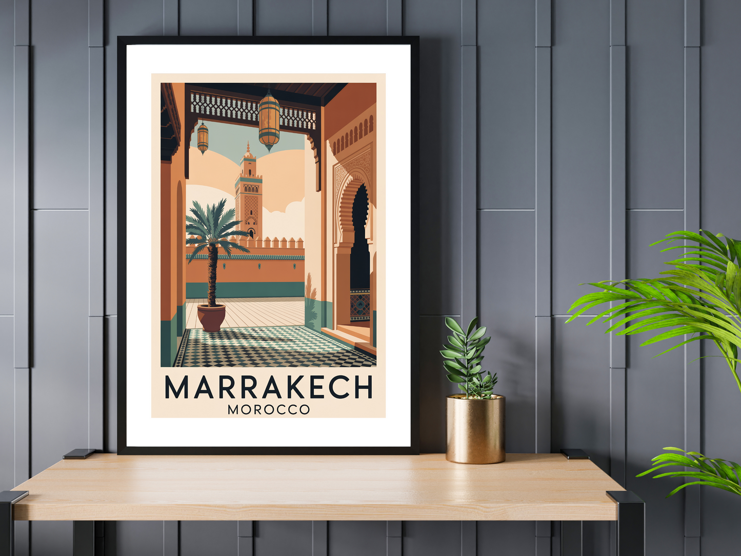 Marrakech Morocco Travel Poster | Vintage Wall Print