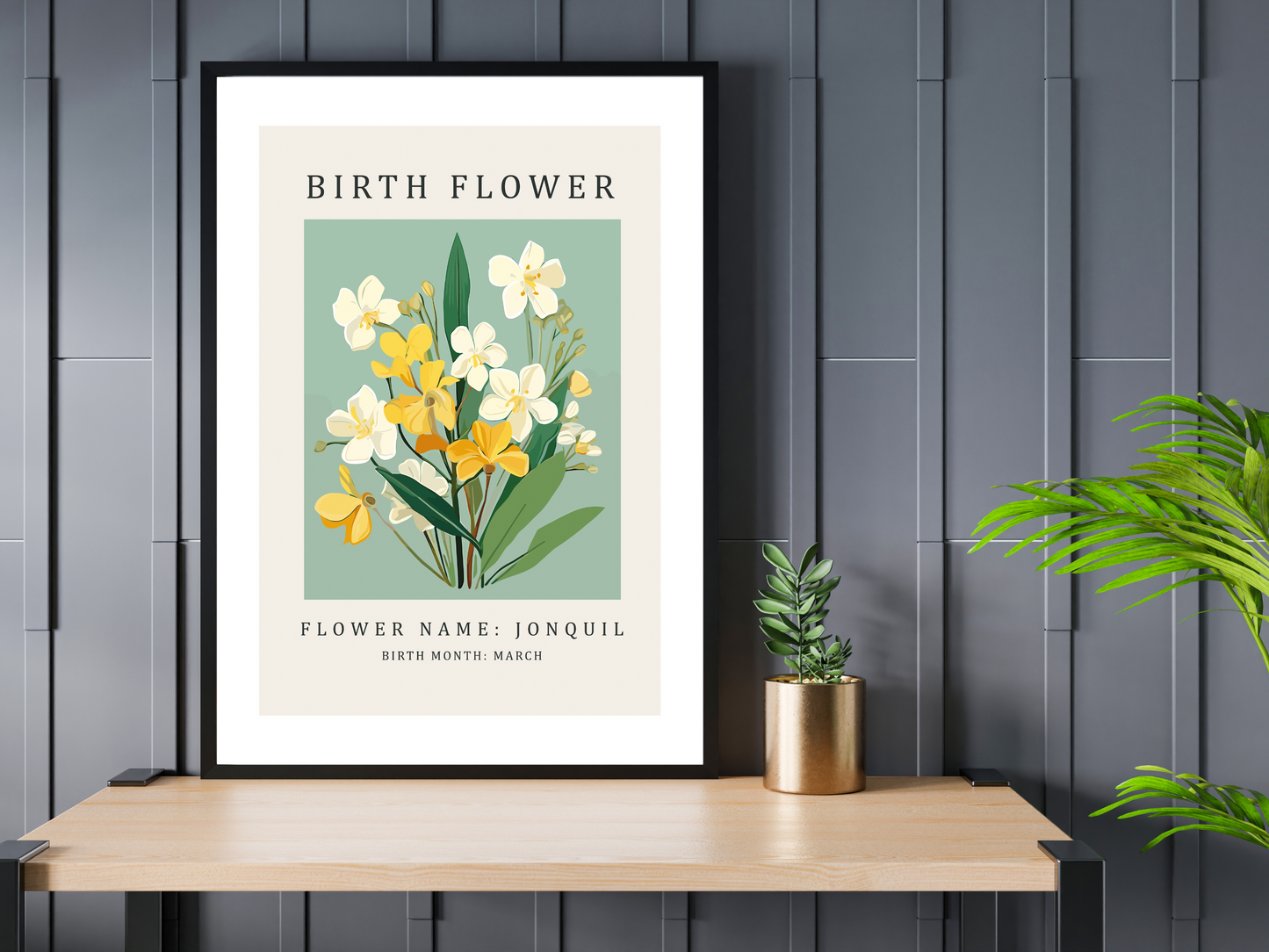 Birth Flower Print March Jonquil | Birthday Month Poster