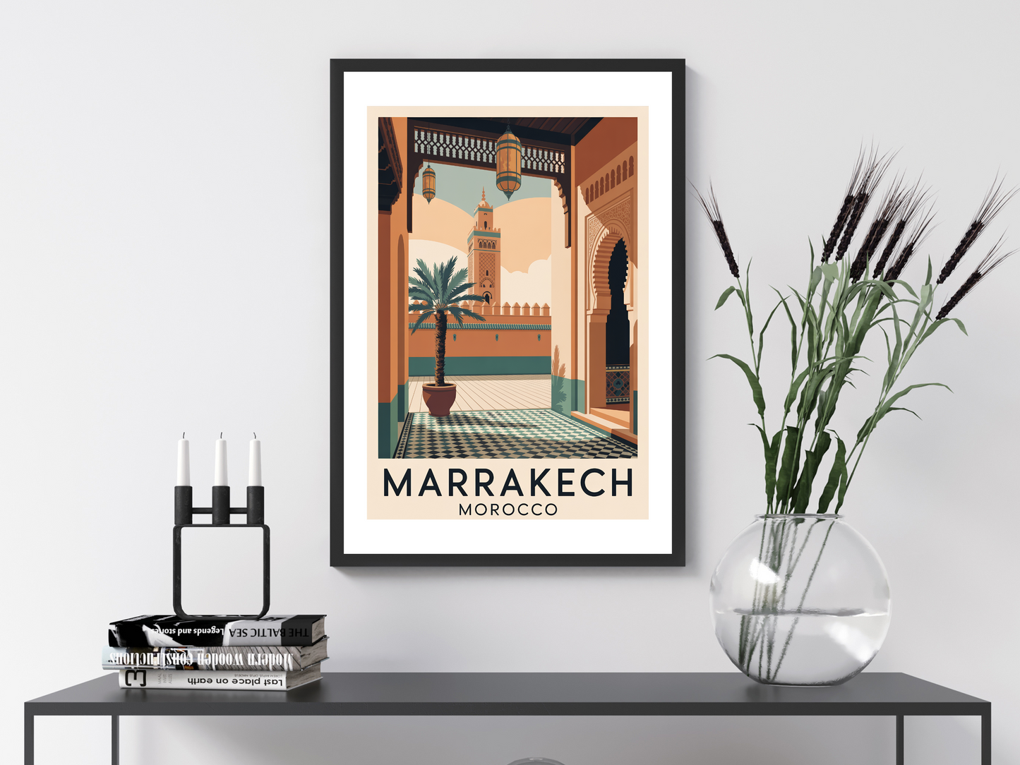 Marrakech Morocco Travel Poster | Vintage Wall Print