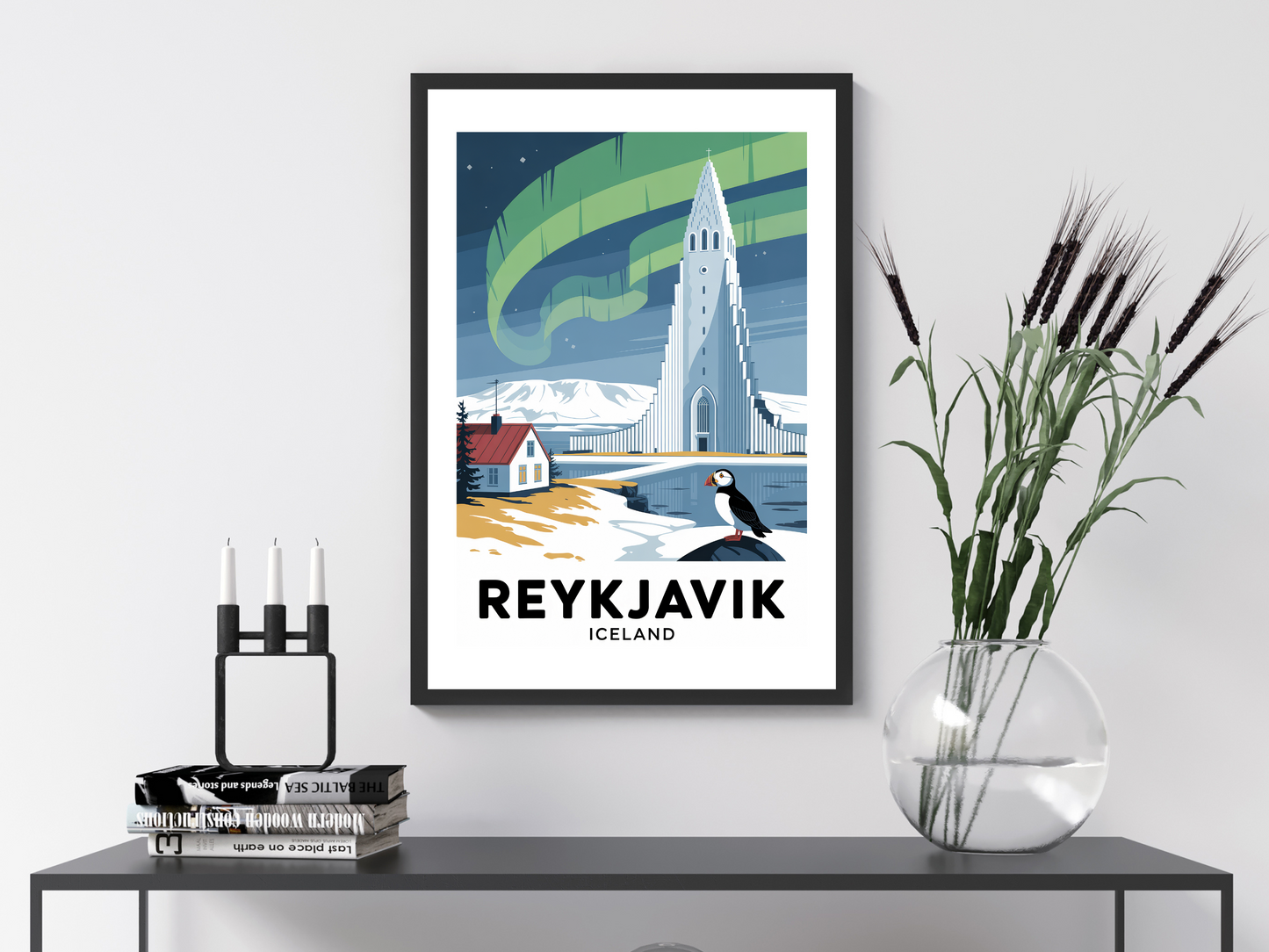 Reykjavik Travel Poster | Vintage Wall Print