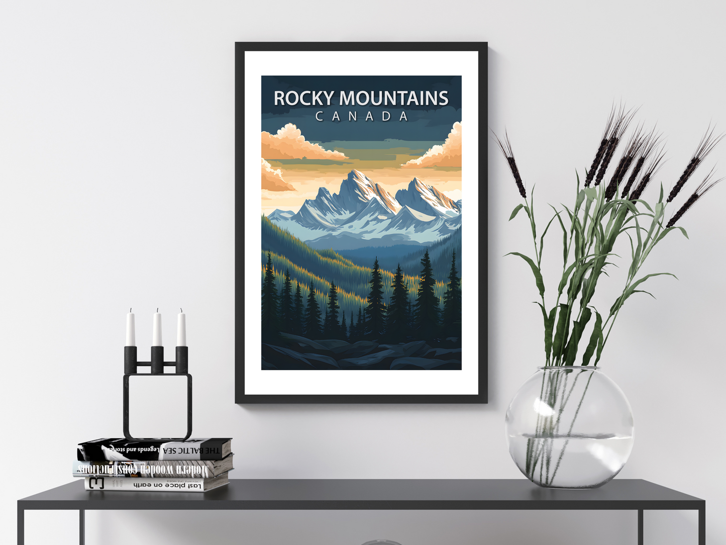 Rocky Mountains Travel Poster | Vintage Wall Print