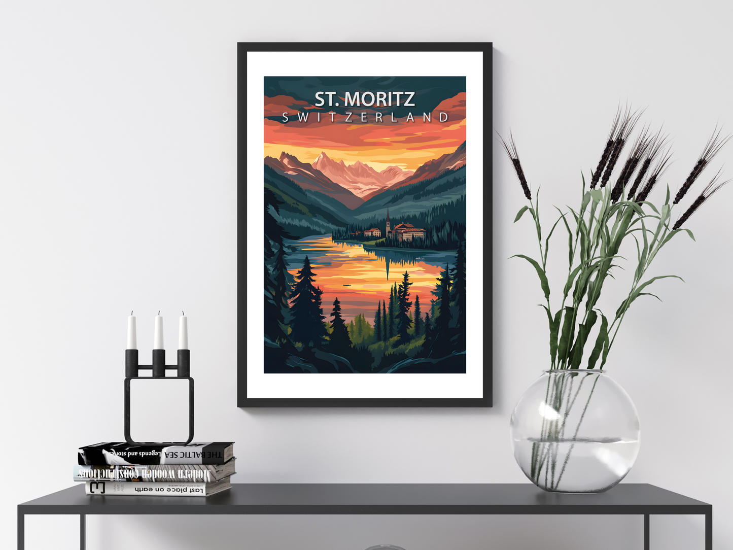 St Moritz Travel Poster | Vintage Wall Print