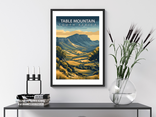 Table Mountain Travel Poster | Vintage Wall Print