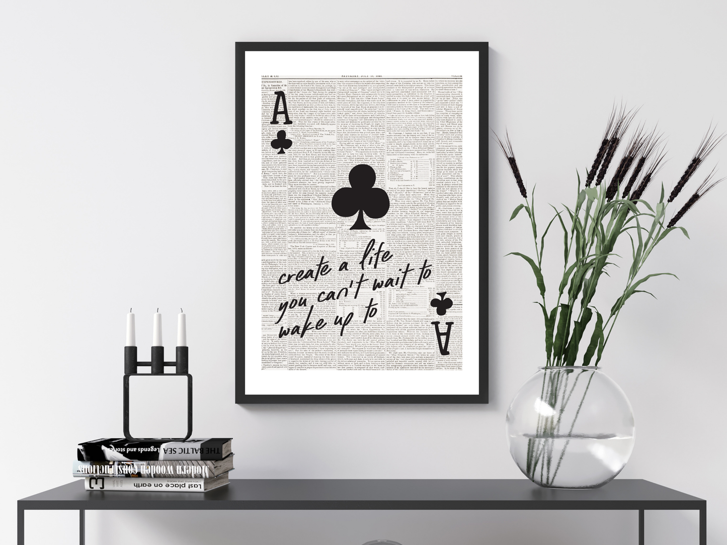 Create A Life Newspaper Poster Print | Funny Motivational Wall Art