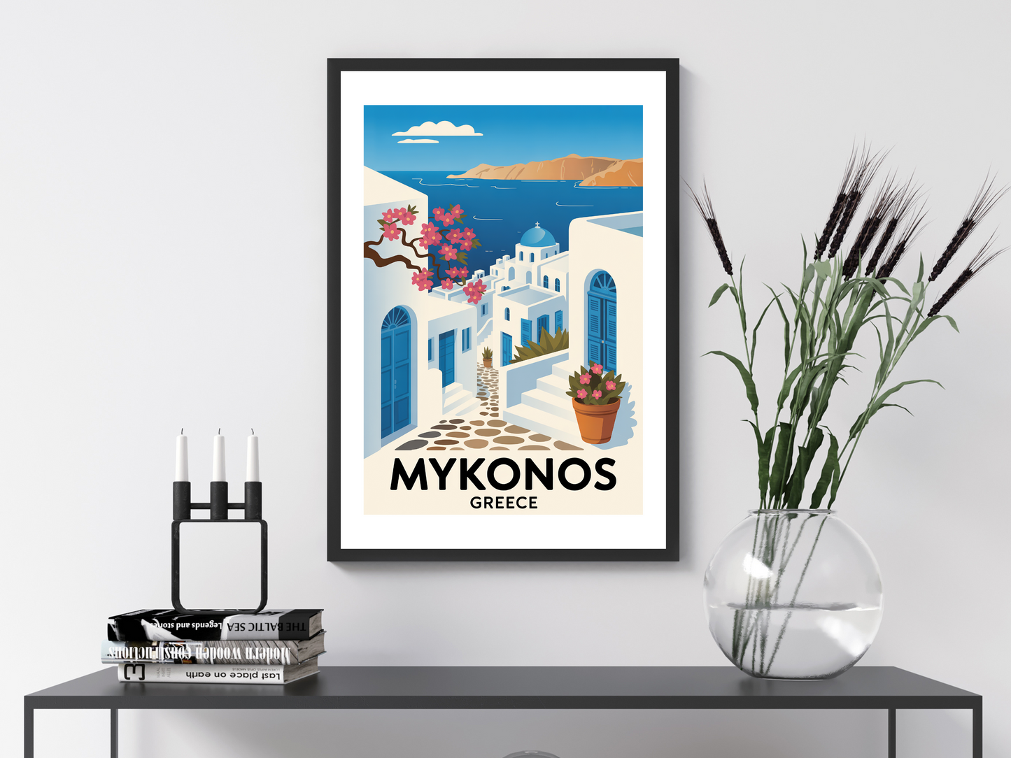 Mykonos Travel Poster | Vintage Wall Print