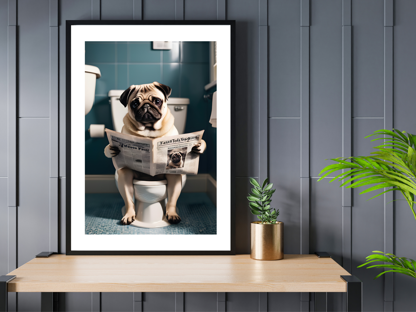 Pug on Toilet