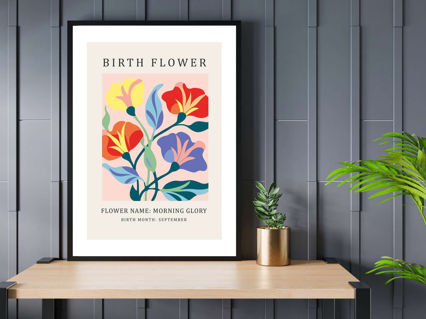Birth Flower Print September Morning Glory | Birthday Month Poster