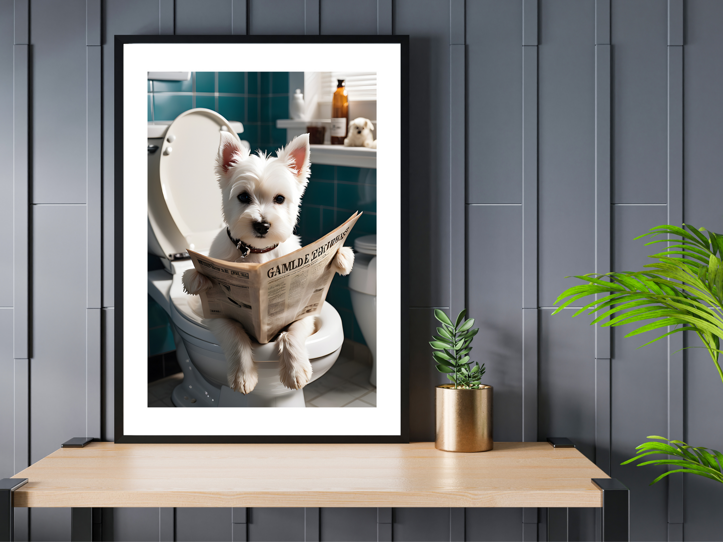 Cute Westie on Toilet