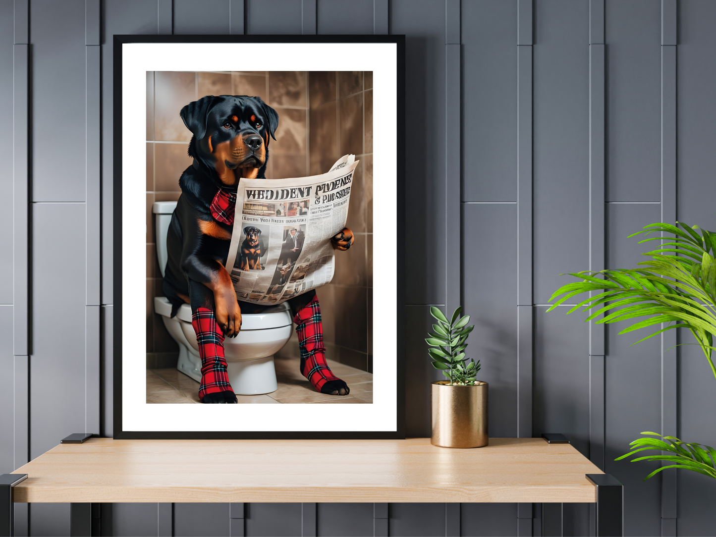 Rottweiler on Toilet