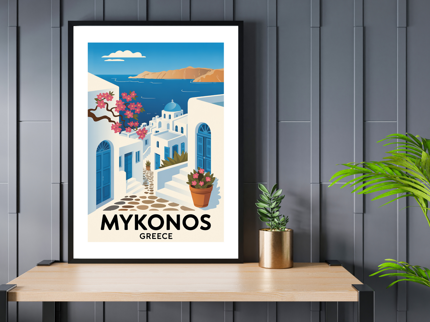 Mykonos Travel Poster | Vintage Wall Print