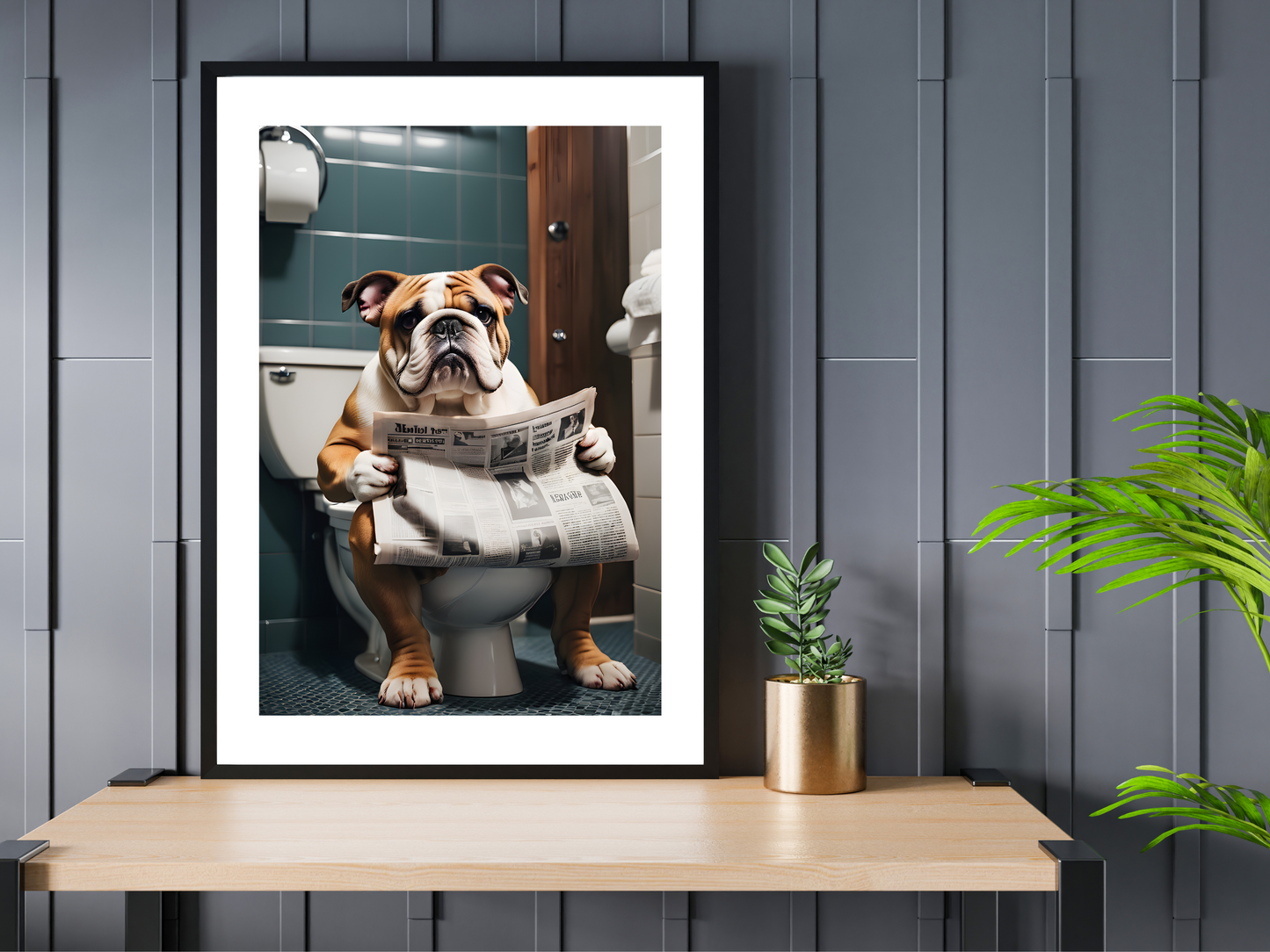 Bulldog on Toilet