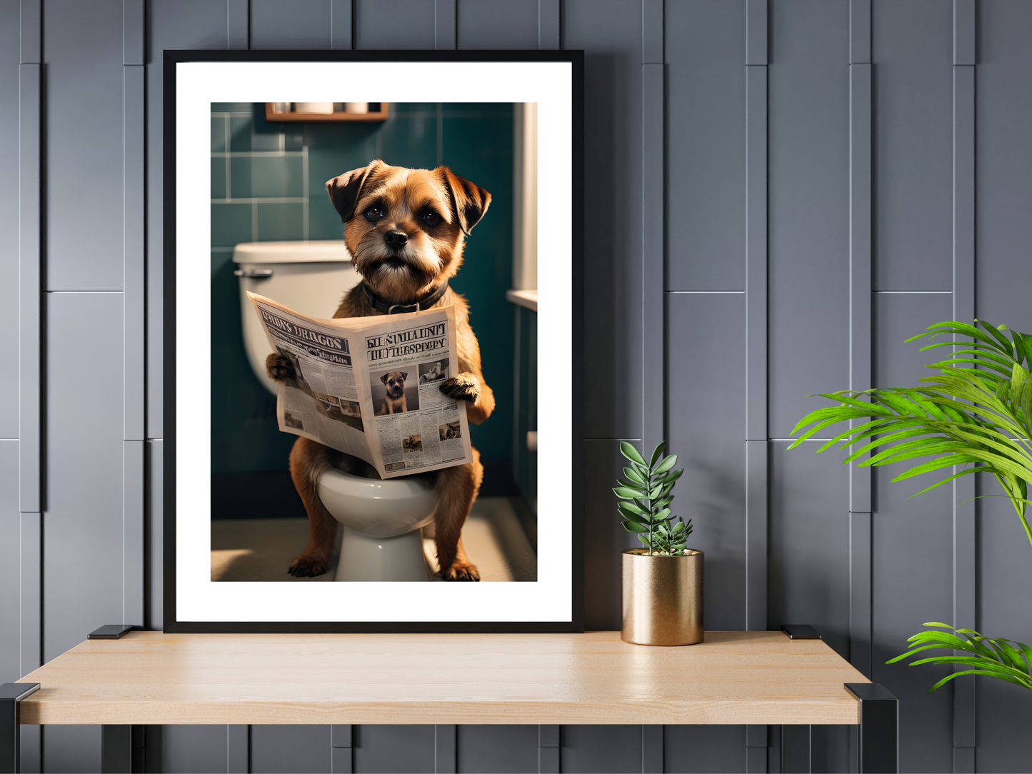 Border Terrier on Toilet