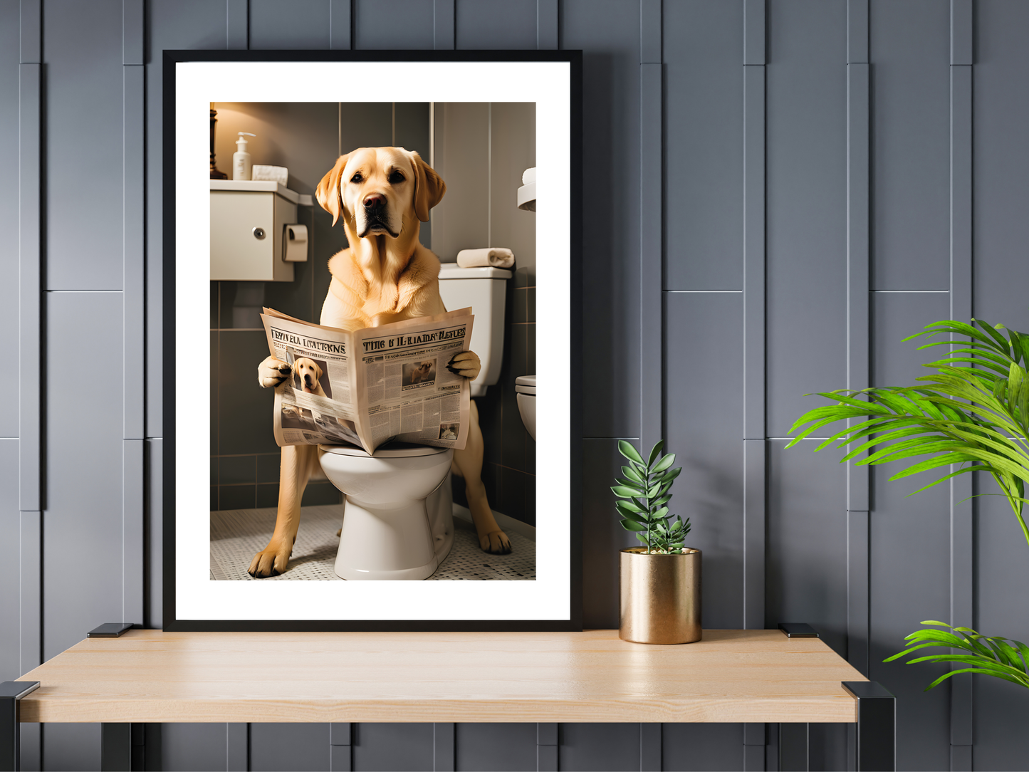 Golden Labrador on Toilet