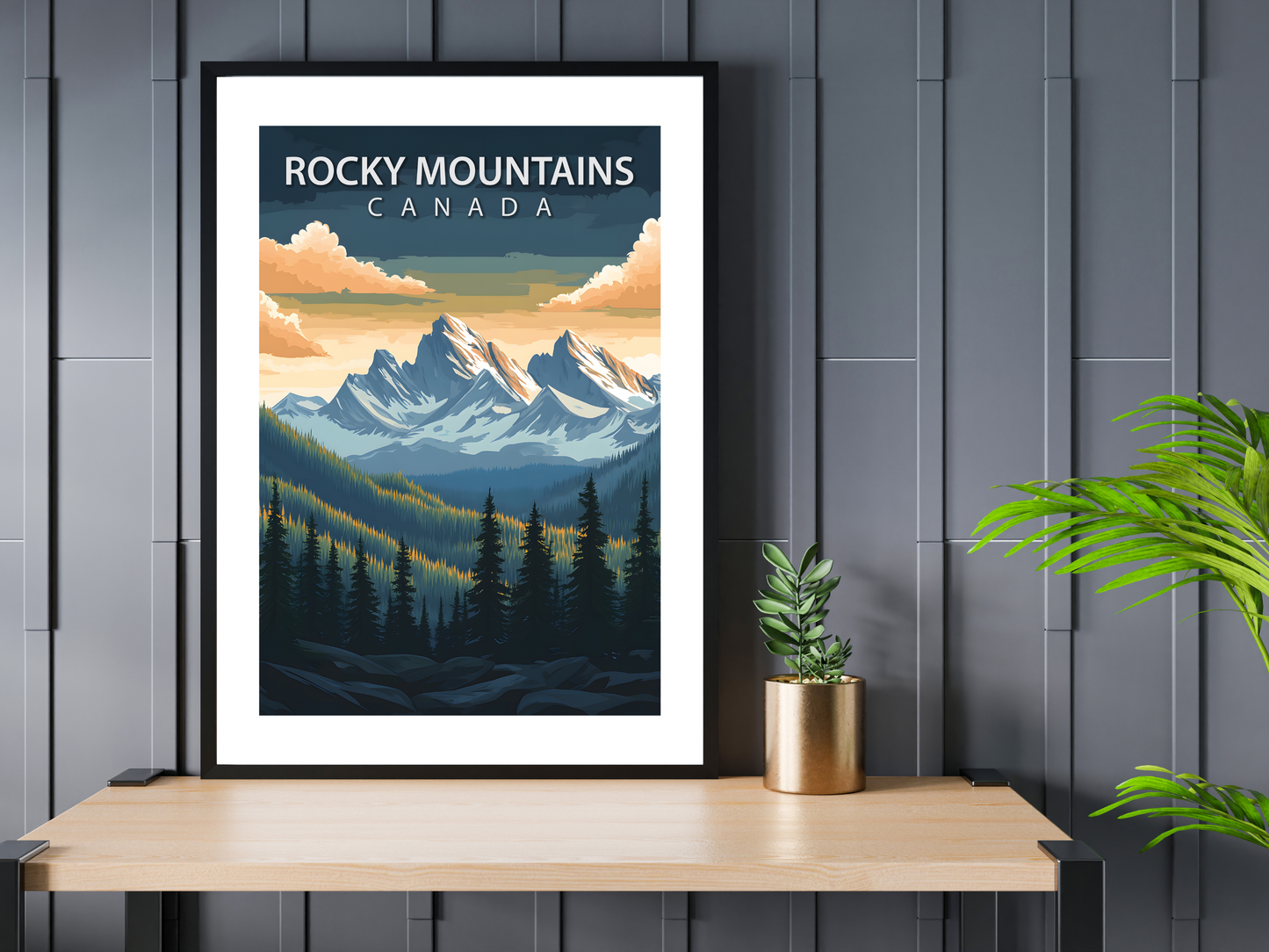 Rocky Mountains Travel Poster | Vintage Wall Print