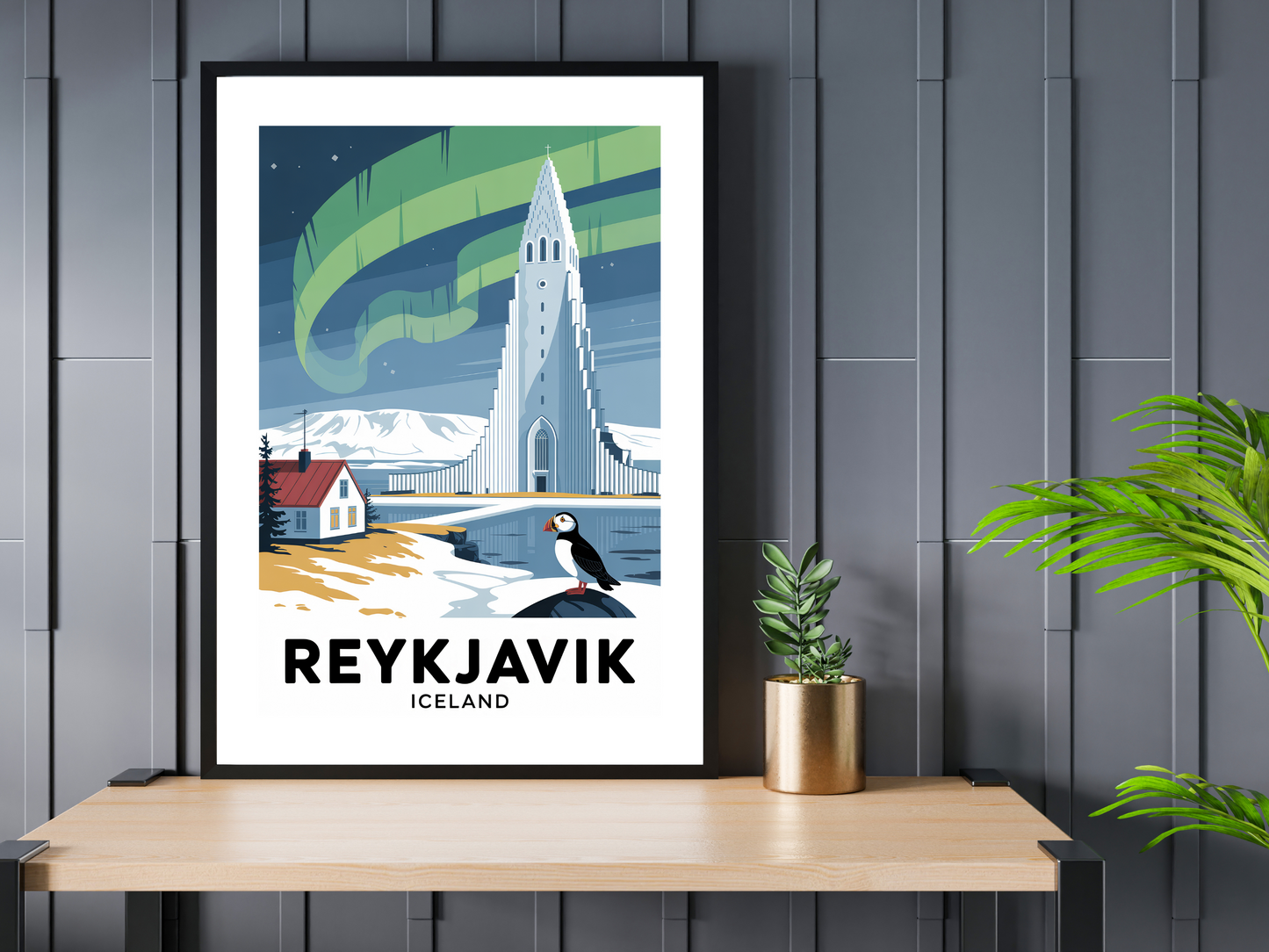 Reykjavik Travel Poster | Vintage Wall Print