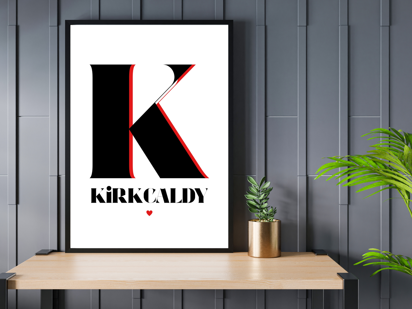 Kirkcaldy K Black & Red Print