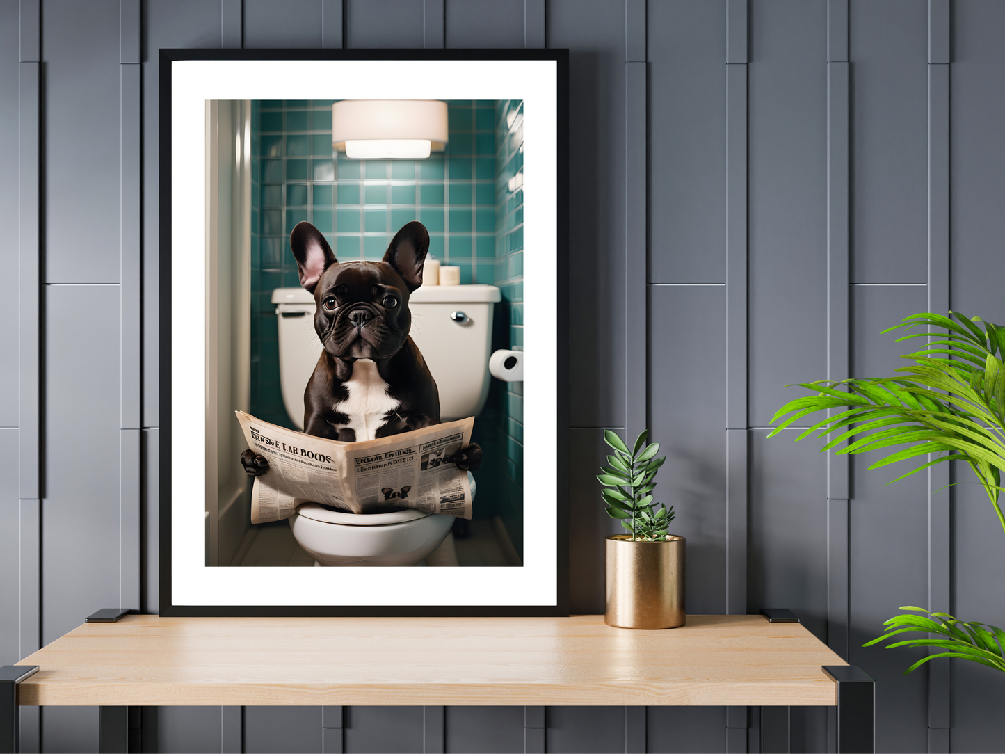 French Bulldog on Toilet