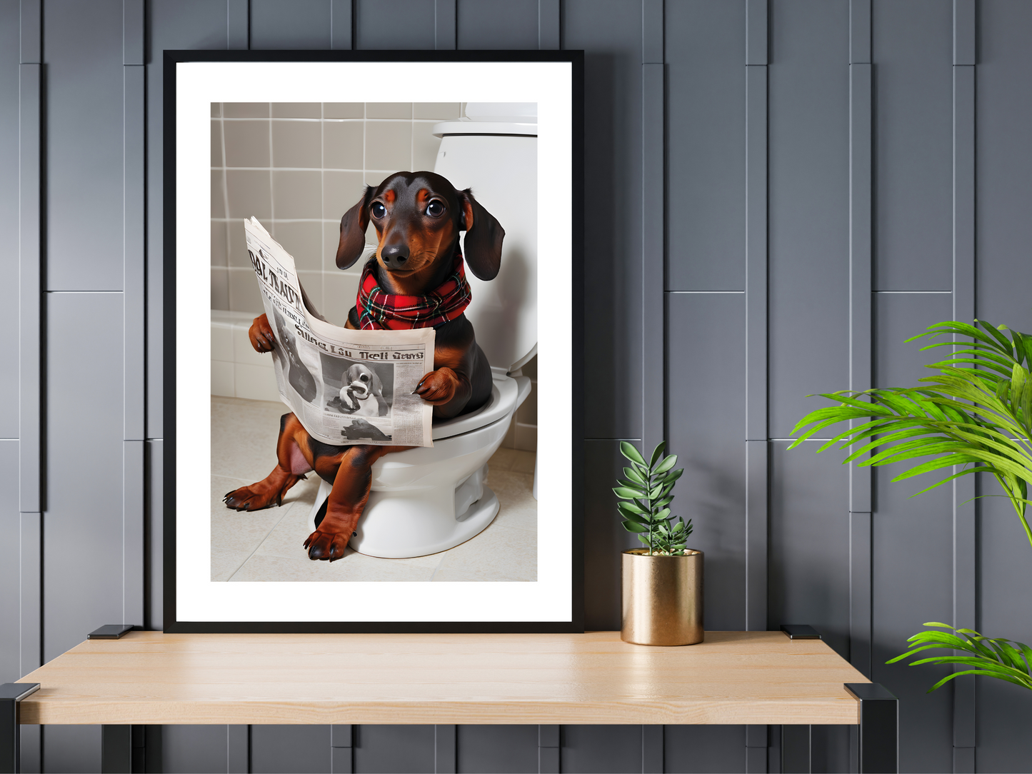 Dachshund on Toilet