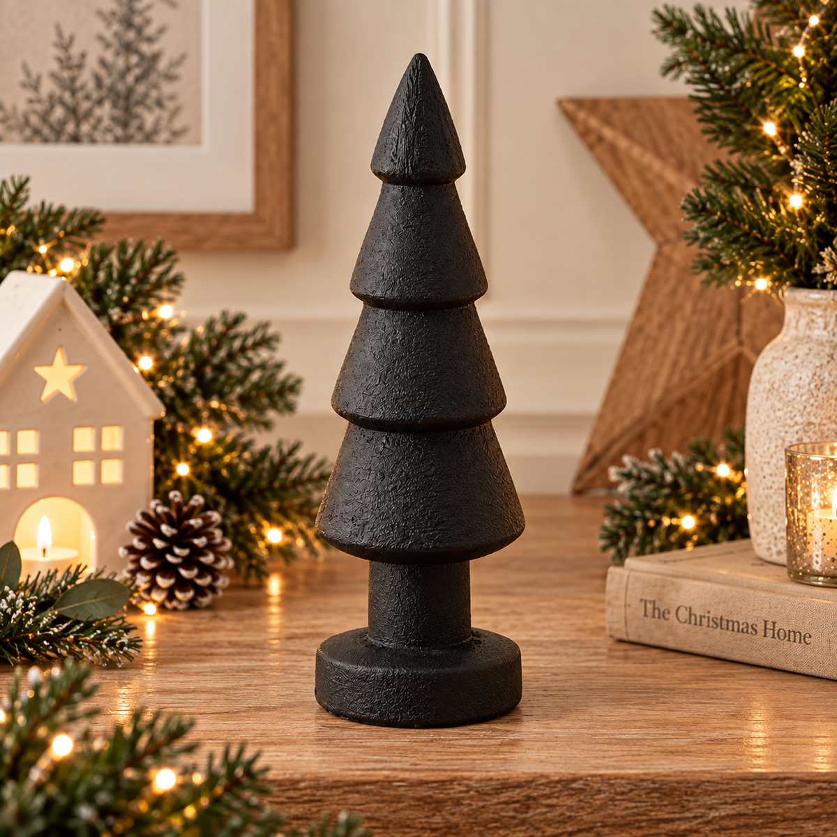 Black Cone Christmas Tree Decoration | Large