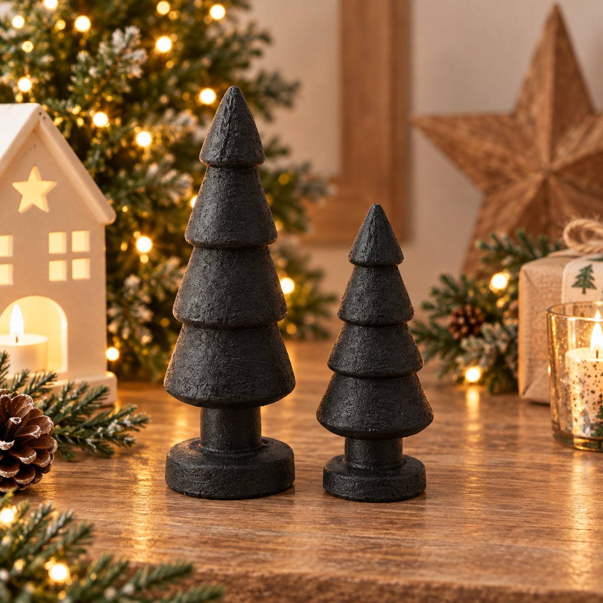 Black Cone Christmas Tree Decoration | Large