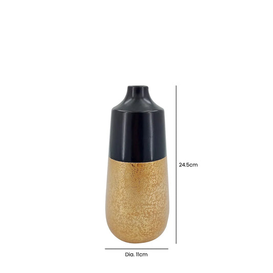 Black & Gold Textured Ceramic Vase (Small)