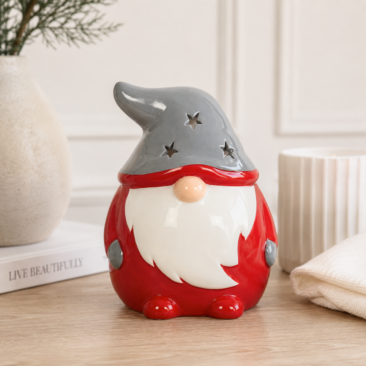 Red and Grey Gonk Tealight Holder