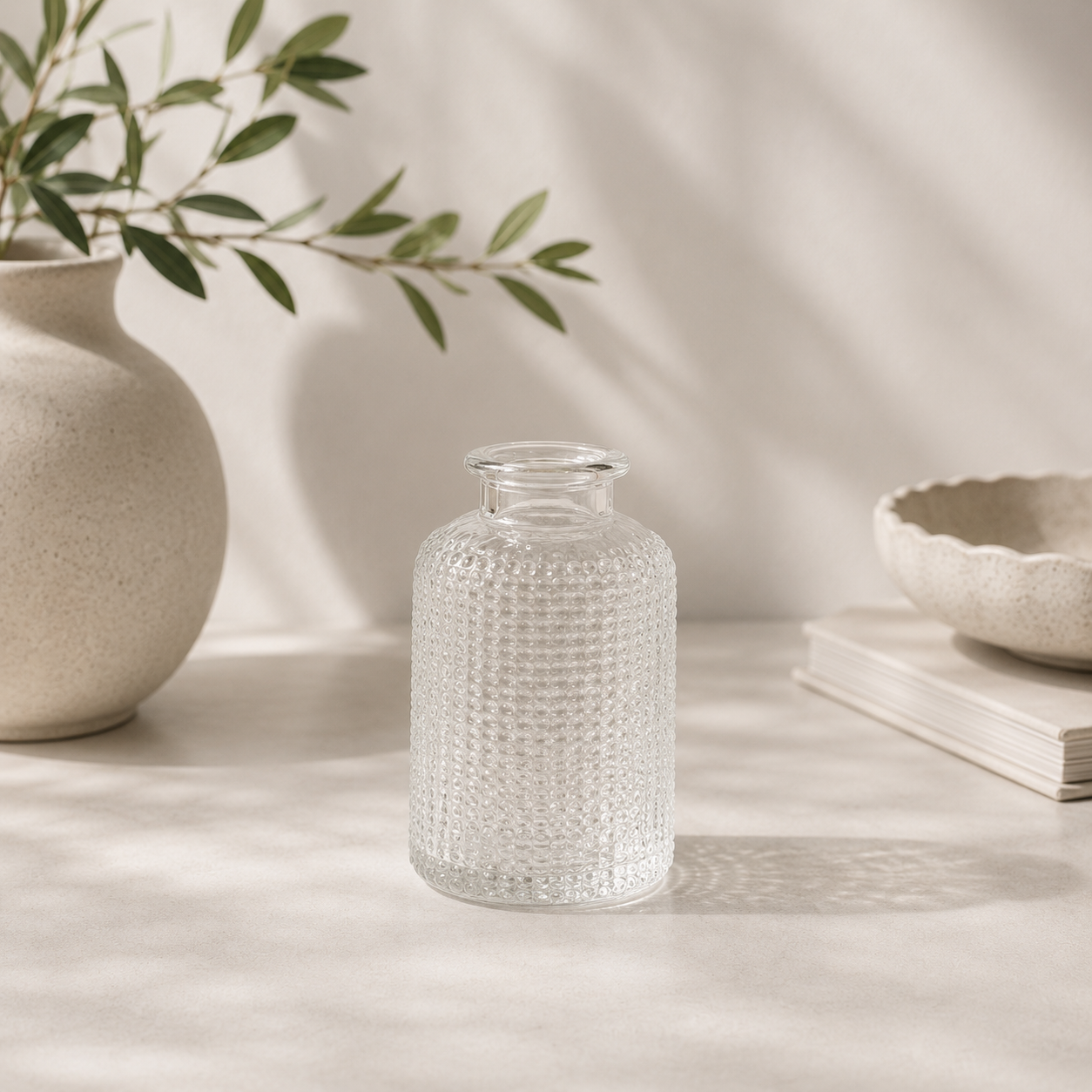 Clear Dimpled Glass Bottle