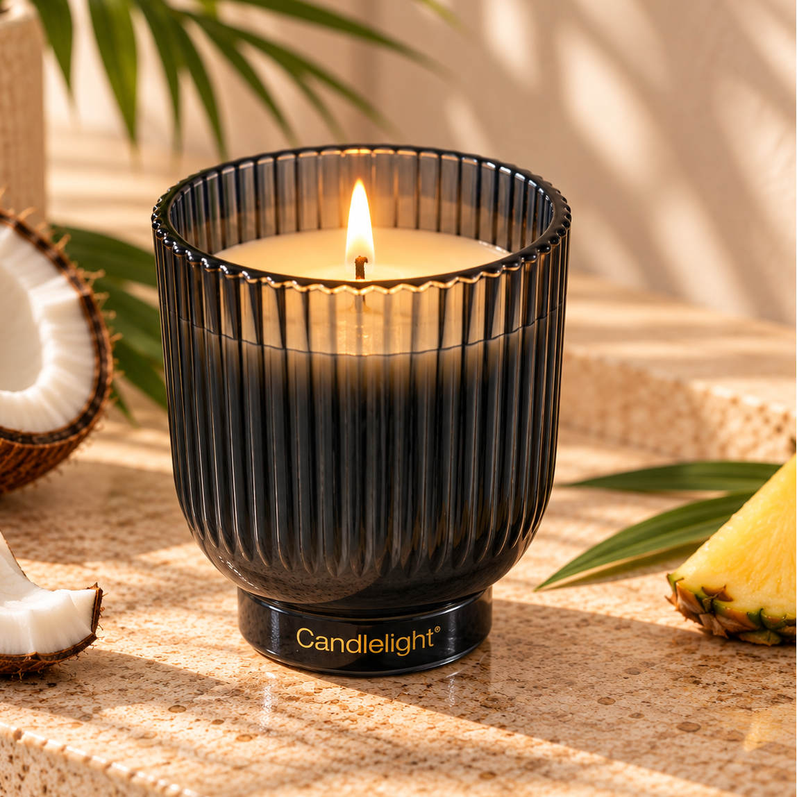 Pineapple & Coconut Ridged Glass Candle