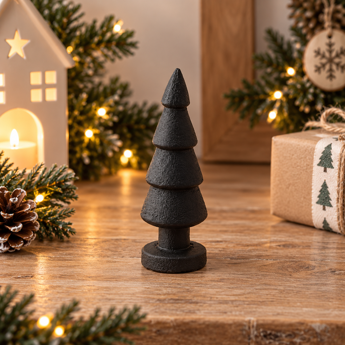 Black Cone Christmas Tree Decoration | Medium