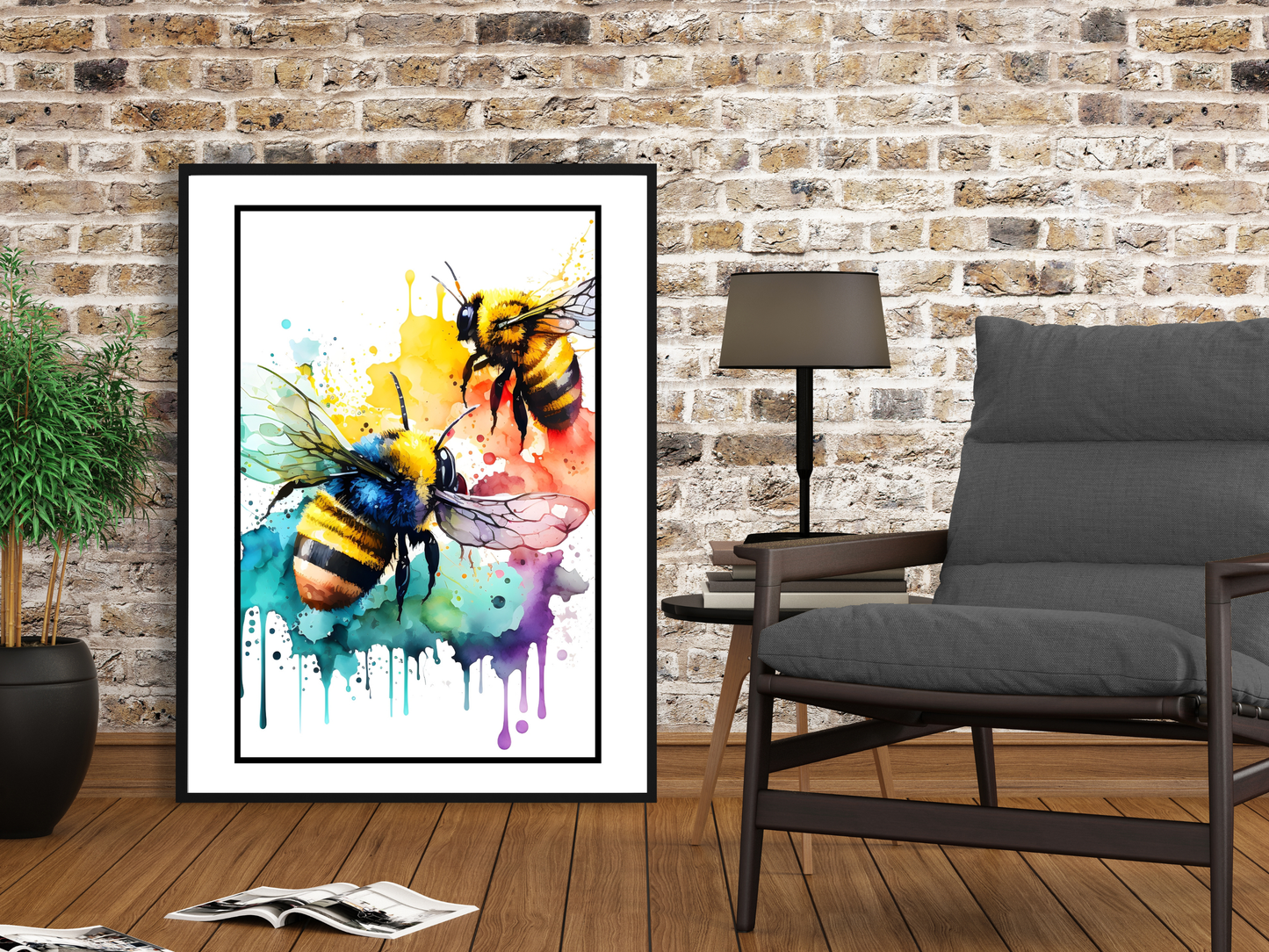Watercolour Bee Art