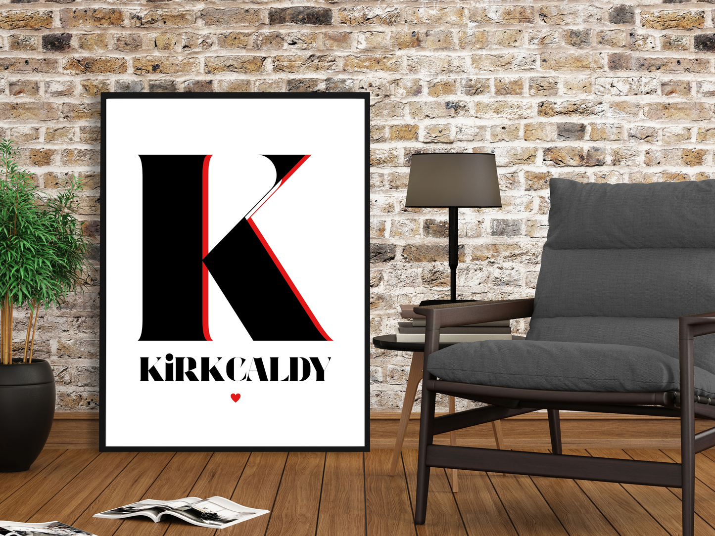 Kirkcaldy K Black & Red Print