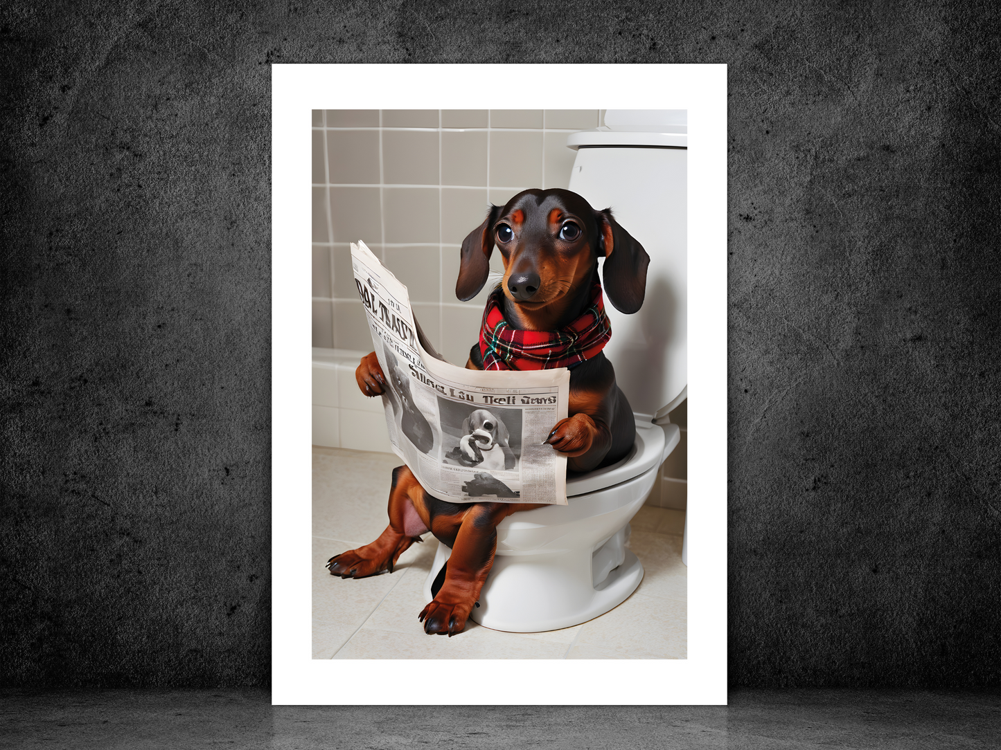 Dachshund on Toilet