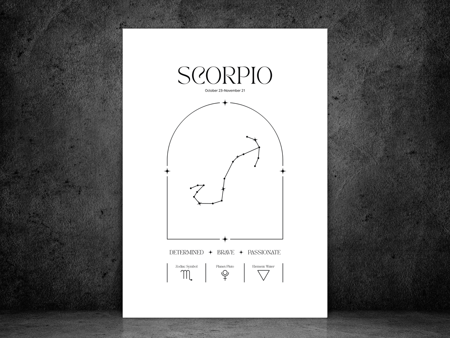 Scorpio Zodiac Print | Minimalist Astrology Poster