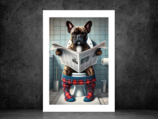 French Bulldog on Toilet - Brindle